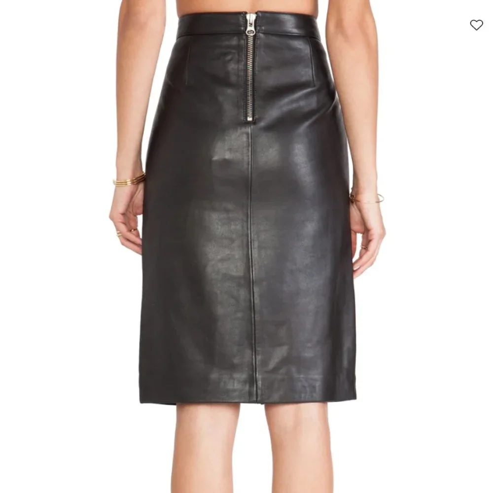 Mason Leather Black Pencil Skirt Zippers size 0 - Picture 3 of 14